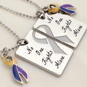 No One Fights Alone® Friendship Necklace w/ Ribbon Charm (Set of 2)
