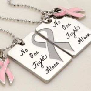 No One Fights Alone® Friendship Necklace w/ Ribbon Charm (Set of 2)