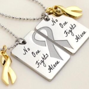 No One Fights Alone® Friendship Necklace w/ Ribbon Charm (Set of 2)
