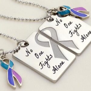No One Fights Alone® Friendship Necklace w/ Ribbon Charm (Set of 2)