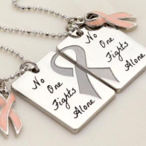 No One Fights Alone® Friendship Necklace w/ Ribbon Charm (Set of 2)