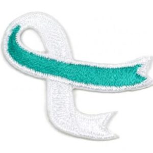 This image shows our Cancer Awareness Ribbon Applique in 6 different ribbon colors