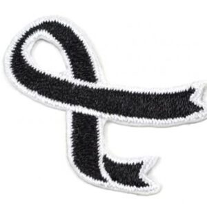 This image shows our Cancer Awareness Ribbon Applique in 6 different ribbon colors