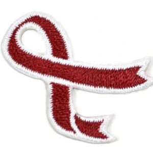 This image shows our Cancer Awareness Ribbon Applique in 6 different ribbon colors
