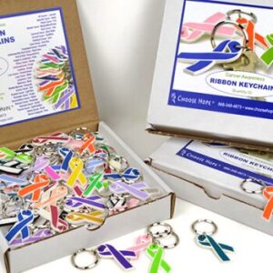 Flexible Cancer Awareness Ribbon Keychain (Box of 50)