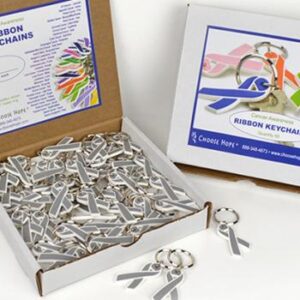Flexible Cancer Awareness Ribbon Keychain (Box of 50)