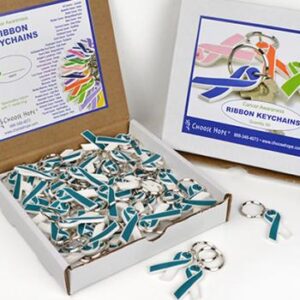 Flexible Cancer Awareness Ribbon Keychain (Box of 50)