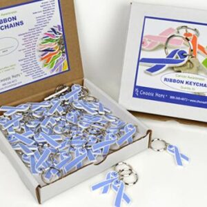 Flexible Cancer Awareness Ribbon Keychain (Box of 50)