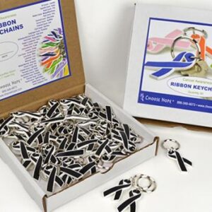 Flexible Cancer Awareness Ribbon Keychain (Box of 50)