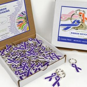 Flexible Cancer Awareness Ribbon Keychain (Box of 50)