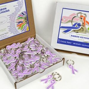 Flexible Cancer Awareness Ribbon Keychain (Box of 50)