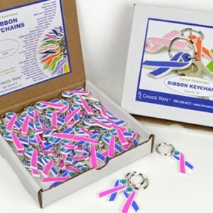Flexible Cancer Awareness Ribbon Keychain (Box of 50)