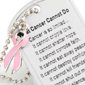 What Cancer Cannot Do® Dog Tag Necklace w/ Ribbon Charm