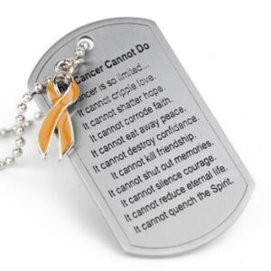 What Cancer Cannot Do® Dog Tag Necklace w/ Ribbon Charm