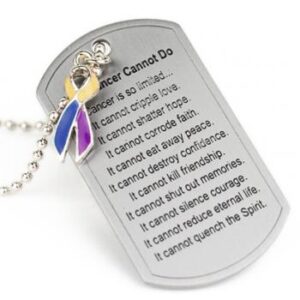 What Cancer Cannot Do® Dog Tag Necklace w/ Ribbon Charm