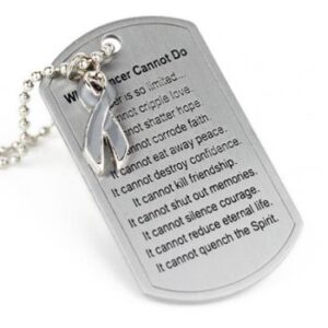 What Cancer Cannot Do® Dog Tag Necklace w/ Ribbon Charm