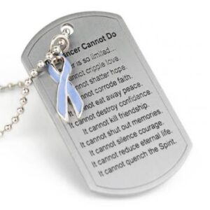 What Cancer Cannot Do® Dog Tag Necklace w/ Ribbon Charm