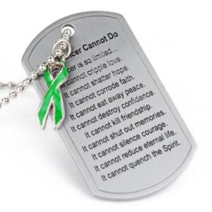 What Cancer Cannot Do® Dog Tag Necklace w/ Ribbon Charm