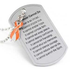 What Cancer Cannot Do® Dog Tag Necklace w/ Ribbon Charm