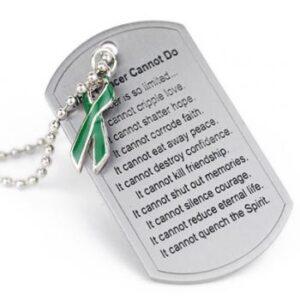 What Cancer Cannot Do® Dog Tag Necklace w/ Ribbon Charm