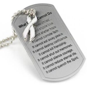 What Cancer Cannot Do® Dog Tag Necklace w/ Ribbon Charm