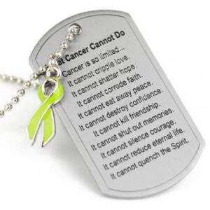 What Cancer Cannot Do® Dog Tag Necklace w/ Ribbon Charm