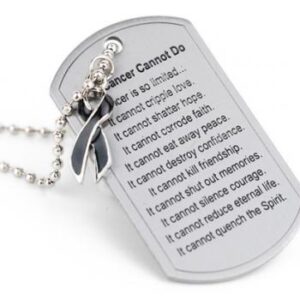 What Cancer Cannot Do® Dog Tag Necklace w/ Ribbon Charm