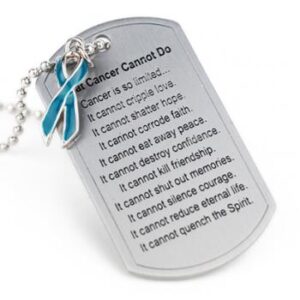 What Cancer Cannot Do® Dog Tag Necklace w/ Ribbon Charm