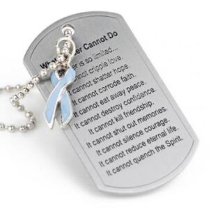 What Cancer Cannot Do® Dog Tag Necklace w/ Ribbon Charm