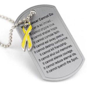 What Cancer Cannot Do® Dog Tag Necklace w/ Ribbon Charm