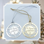 image showing the two variations of our 'Season of Hope 2025 holiday ornament' one in gold and one in silver. Each ornament is laser cut with the wording, "A Season of Hope" in the center and a snowflake pattern connecting to an outer circle that has the year, 2025, with the words, "CHOOSE HOPE" at the bottom of the ornament.