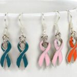 cancer awareness and support earrings available in ribbon colors for all cancer types