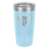 Choose Hope 20oz stainless steel tumbler in light blue color representing prostate cancer with the wording 'choose hope' and a cancer awareness ribbon laser engraved on the tumbler