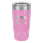 Image showing the I'm Stronger Thank you Think® 20oz. stainless steel tumbler in light purple with laser engraved design
