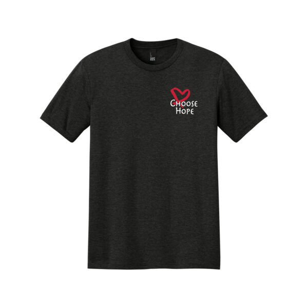 Choose Hope Tri-Blend T-Shirt in Black Frost Color with the Choose Hope logo in white and red ink.