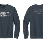 image showing the Firefighter Cancer Awareness Crewneck Sweatshirt in Dark Heather Grey