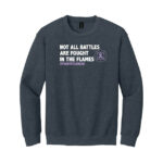 image showing the Firefighter Cancer Awareness Crewneck Sweatshirt in Dark heather Grey
