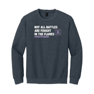 image showing the Firefighter Cancer Awareness Crewneck Sweatshirt in Dark heather Grey