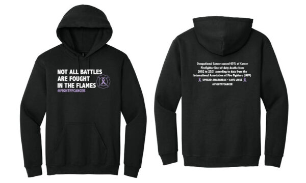 image showing the Firefighter Cancer Awareness Hooded Sweatshirt in Black