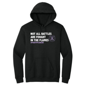 image showing the Firefighter Cancer Awareness Hooded Sweatshirt in Black