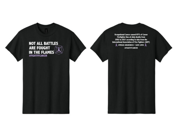 Image showing our Firefighter Cancer Awareness T-shirt in the color black