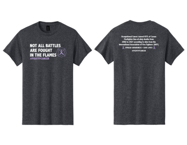 Image showing our Firefighter Cancer Awareness T-shirt in the color dark heather
