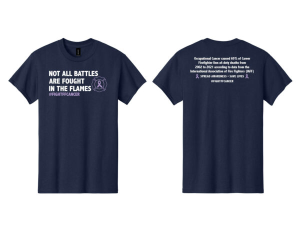 Image showing our Firefighter Cancer Awareness T-shirt in the color Navy Blue