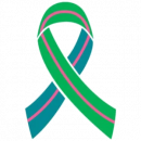 green/teal/pink ribbon patch for metastatic breast cancer